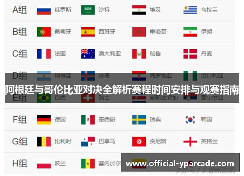 阿根廷与哥伦比亚对决全解析赛程时间安排与观赛指南